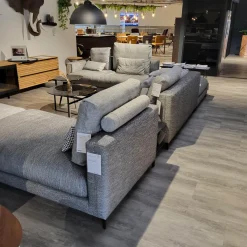 Rolf Benz Wohnlandschaften|Wohnlandschaft Nuvola Textilgewebe Schwarz Weiß Gemischt Fuß Aluminium Verkehrsschwarz RAL 9017 Lackiert Mit Kissen