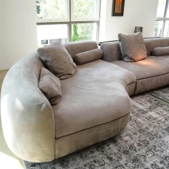 Baxter Wohnlandschaften|Ecksofas|Wohnlandschaft Piaf Und Konsole Calix Leder Kashmir Boue Cat.A Konsole Massives Lindenholz