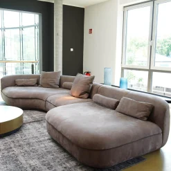 Baxter Wohnlandschaften|Ecksofas|Wohnlandschaft Piaf Und Konsole Calix Leder Kashmir Boue Cat.A Konsole Massives Lindenholz