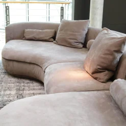 Baxter Wohnlandschaften|Ecksofas|Wohnlandschaft Piaf Und Konsole Calix Leder Kashmir Boue Cat.A Konsole Massives Lindenholz