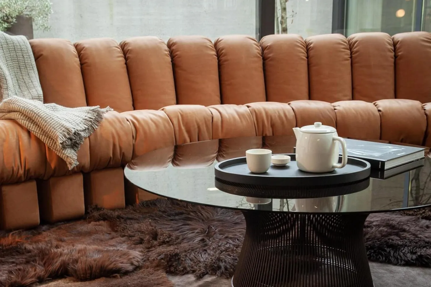 De Sede Wohnlandschaften|Wohnlandschaft Sofa DS 600 Snake Nappaleder Naturale Cuoio Braun Aus Einzelnen Addierbaren Elementen