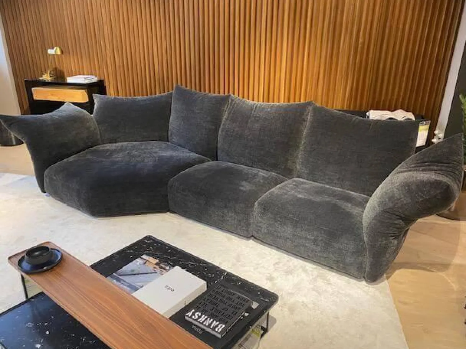 Edra Wohnlandschaften|Wohnlandschaft Standard Stoff Dess. Soft Imperial T 8566-00 Grau Armlehne Abklappbar