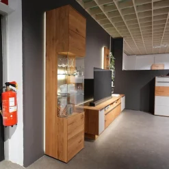 Decker Wohnwände & Tv-Lowboards|Wohnwand 2020 Asteiche Geölt Braun Glas Optiwhite Weiß