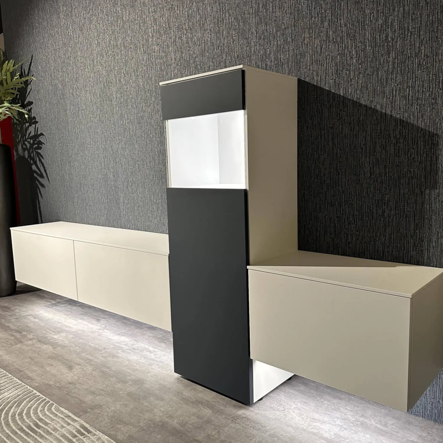 Nobilia Wohnwände & Tv-Lowboards|Wohnwand 945 Easytouch Lacklaminat 967 Alpinweiß Mit Beleuchtung