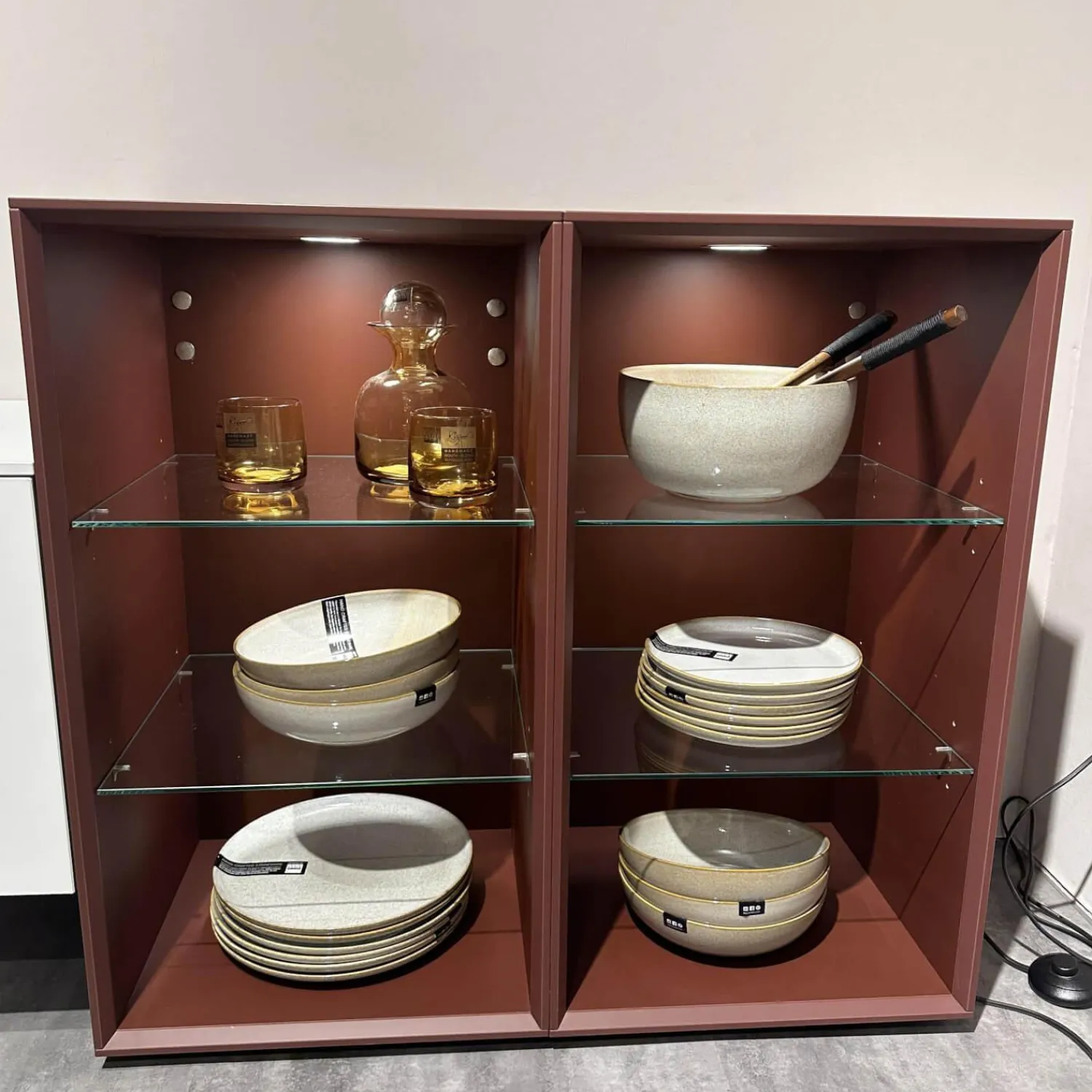 Nobilia Wohnwände & Tv-Lowboards|Wohnwand 945 Easytouch Lacklaminat Alpinweiß Und Rot Mit Beleuchtung