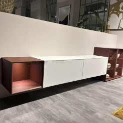 Nobilia Wohnwände & Tv-Lowboards|Wohnwand 945 Easytouch Lacklaminat Alpinweiß Und Rot Mit Beleuchtung