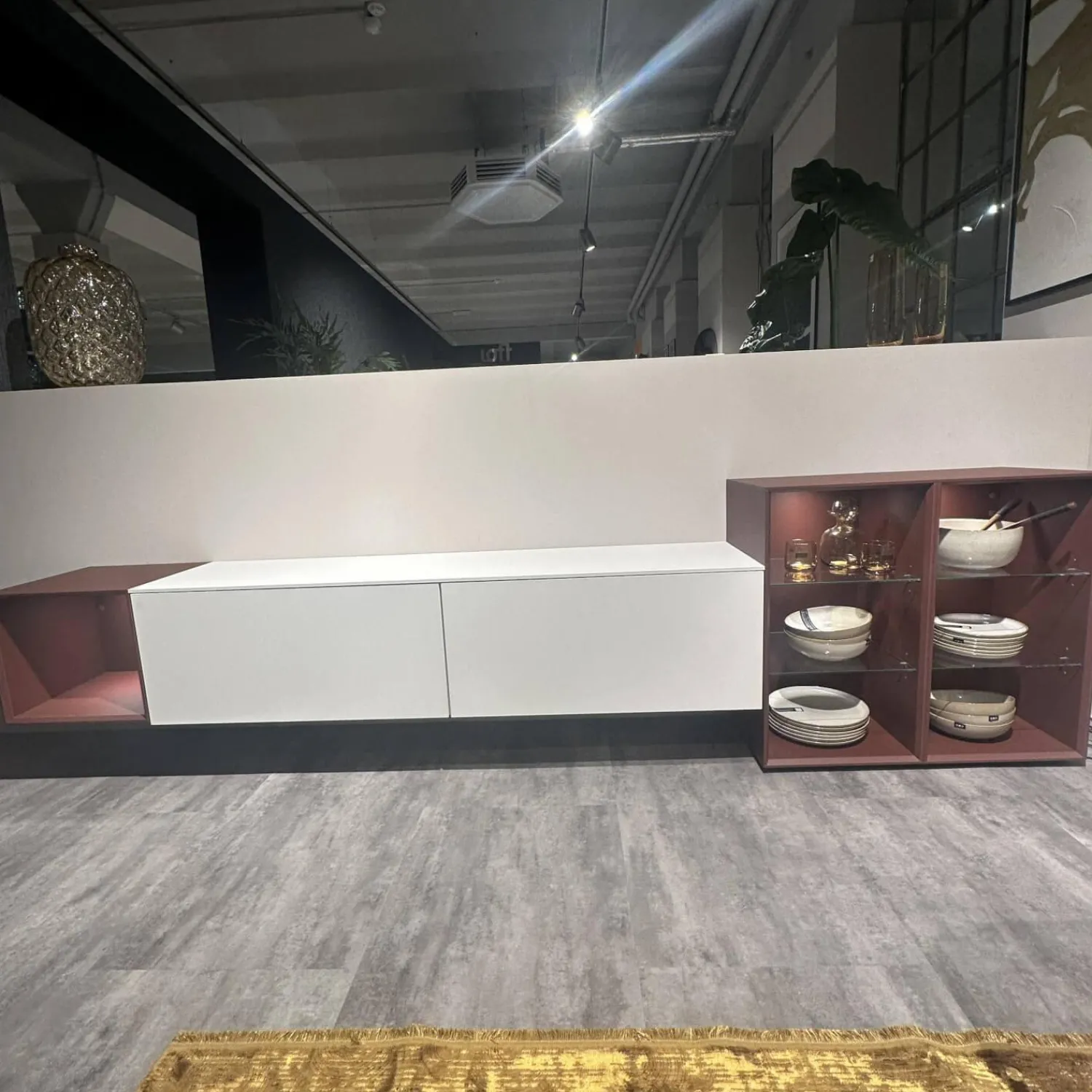 Nobilia Wohnwände & Tv-Lowboards|Wohnwand 945 Easytouch Lacklaminat Alpinweiß Und Rot Mit Beleuchtung