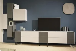 WK Wohnen Wohnwände & Tv-Lowboards|Wohnwand 419 Intono Glattlack Steingrau Rahmenfüße Schwarz