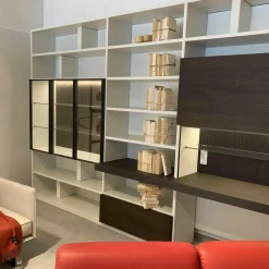 Molteni & C Wohnwände & Tv-Lowboards|Wohnwand 505 Kalkweiß Ulme Dunkel Formprofil Zinnfarbig