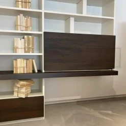 Molteni & C Wohnwände & Tv-Lowboards|Wohnwand 505 Kalkweiß Ulme Dunkel Formprofil Zinnfarbig