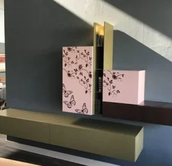 Capo D'Opera Wohnwände & Tv-Lowboards|Wohnwand 135 Kombination Mit Blattbronze Belegt Lack Matt Oliv