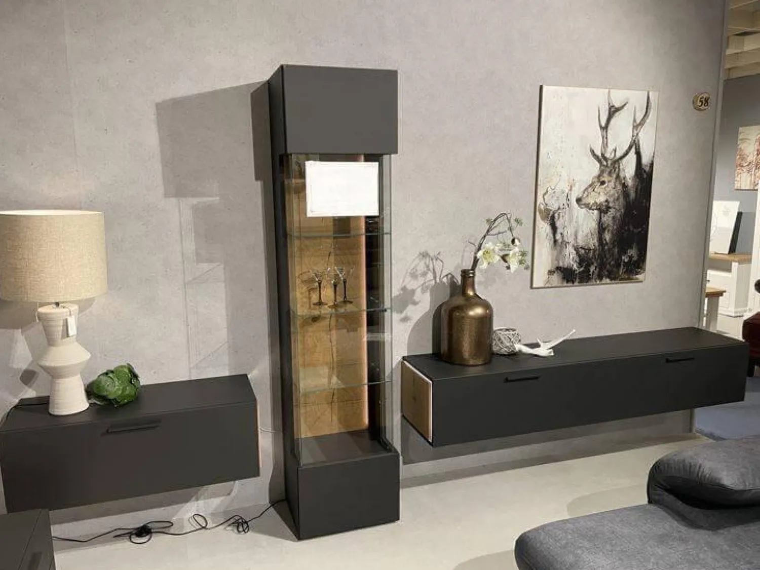 Schröder Franz Wohnwände & Tv-Lowboards|Wohnwand 2023 Lack Carbongrau Akzente Hirnholz Salzkammerguteiche Inklusive Beleuchtung Mit Fernsteuerung