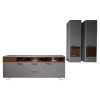 Die Hausmarke Wohnwände & Tv-Lowboards|Wohnwand 2102 Mit Sideboard Und 2 Hängevitrinen Mattlack Weiß Matt Asteiche Hell Furniert