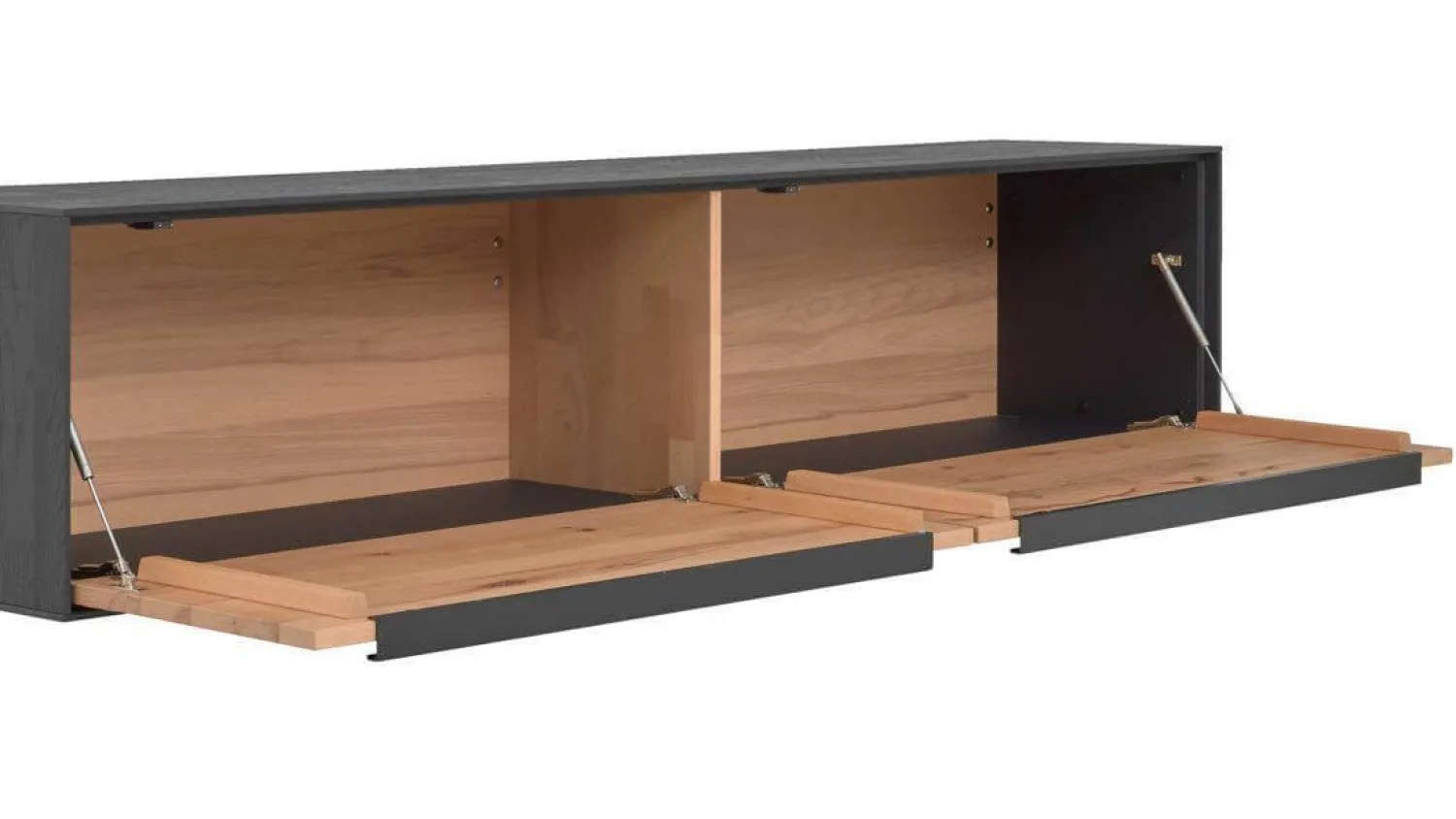 Hartmann Wohnwände & Tv-Lowboards|Wohnwand 2026 Riffbuche Massiv Absetzung Kernesche Gebürstet Anthrazit Gebeizt Inklusive Beleuchtung