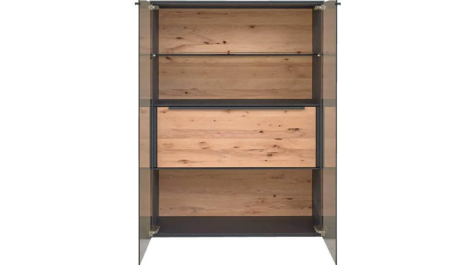 Hartmann Wohnwände & Tv-Lowboards|Wohnwand 2026 Riffbuche Massiv Absetzung Kernesche Gebürstet Anthrazit Gebeizt Inklusive Beleuchtung