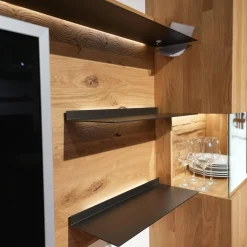 Wöstmann Wohnwände & Tv-Lowboards|Wohnwand 2009 1S Wildeiche Massiv Soft Gebürstet Mattglas Cubanit / Magnolie / Schlamm