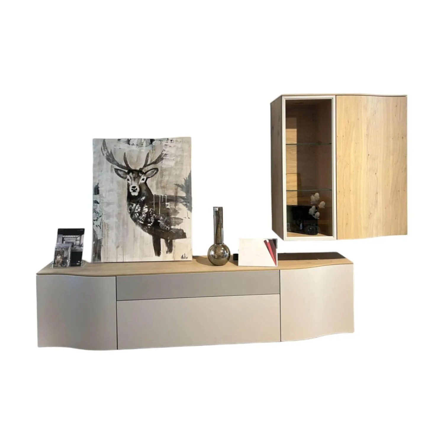 WK Wohnen Wohnwände & Tv-Lowboards|Wohnwand 420 Viva Holz Glattlack Steingrau Grau Mit Push-Beschlag