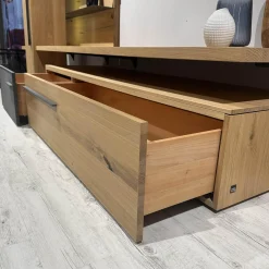 Voglauer Wohnwände & Tv-Lowboards|Wohnwand 2004 Wildeiche Rustiko Schwarz Und Echtholzfurnier Griff Aluminium Anthrazit Mit Beleuchtung