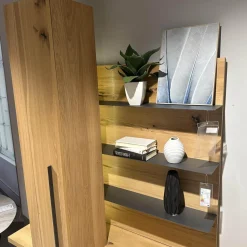 Voglauer Wohnwände & Tv-Lowboards|Wohnwand 2004 Wildeiche Rustiko Schwarz Und Echtholzfurnier Griff Aluminium Anthrazit Mit Beleuchtung