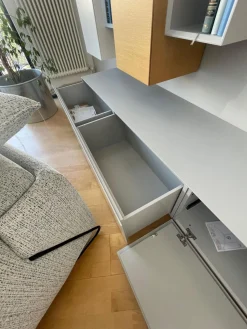 Kettnaker Wohnwände & Tv-Lowboards|Wohnwand Alea Lack Lichtgrau Weiß Kristallblau Blau Grau Eiche Furnier