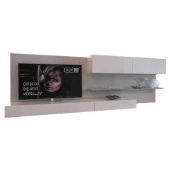 Kettnaker Wohnwände & Tv-Lowboards|Wohnwand Alea Lack Matt Weiß Und Steingrau Inklusive Beleuchtung