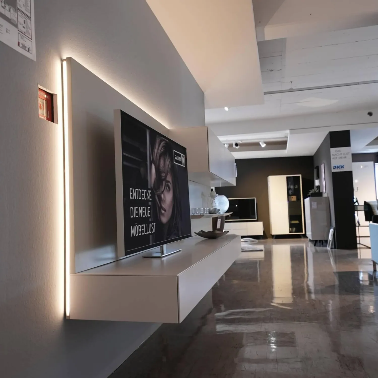 Kettnaker Wohnwände & Tv-Lowboards|Wohnwand Alea Lack Matt Weiß Und Steingrau Inklusive Beleuchtung