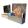 Spectral Smart Furniture Kommoden & Sideboards|Wohnwand Ameno Cement Glas Korpus CM Cement Satiniert Grau Weiß Inklusive TV Halterung Und Soundsystem Ohne Dekorationen