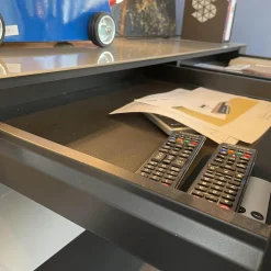 Spectral Smart Furniture Kommoden & Sideboards|Wohnwand Ameno Cement Glas Korpus CM Cement Satiniert Grau Weiß Inklusive TV Halterung Und Soundsystem Ohne Dekorationen