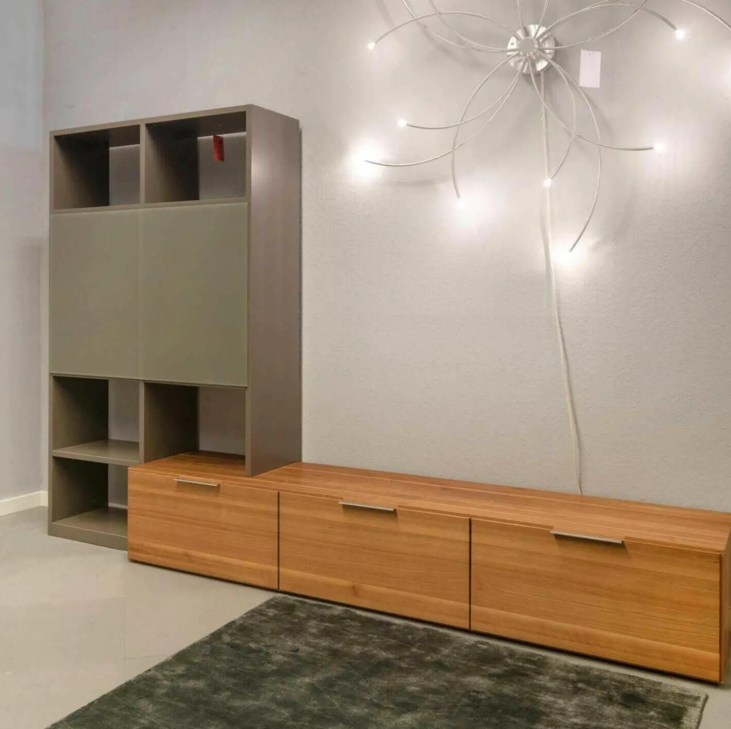 Gruber & Schlager Wohnwände & Tv-Lowboards|Wohnwand Amineo Nussbaum Lack Terra Glas Sanitiert Klappe Lade