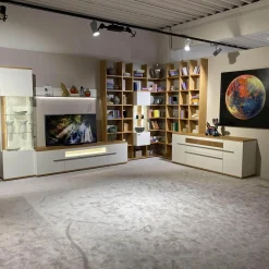 Gwinner Wohnwände & Tv-Lowboards|Wohnwand Atena Lack Lack Seidenmatt Weiß Akzente Balkeneiche Honig Inklusive Beleuchtung Ohne Deko