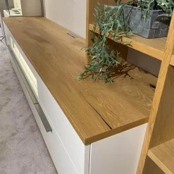 Gwinner Wohnwände & Tv-Lowboards|Wohnwand Atena Lack Lack Seidenmatt Weiß Akzente Balkeneiche Honig Inklusive Beleuchtung Ohne Deko