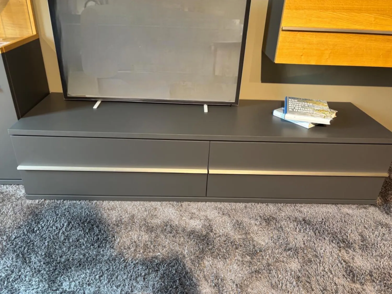 Musterring Wohnwände & Tv-Lowboards|Wohnwand Aterno Front Und Korpus Schiefergrau Grau Absetzung Eiche Struktur Inklusive LED Beleuchtung