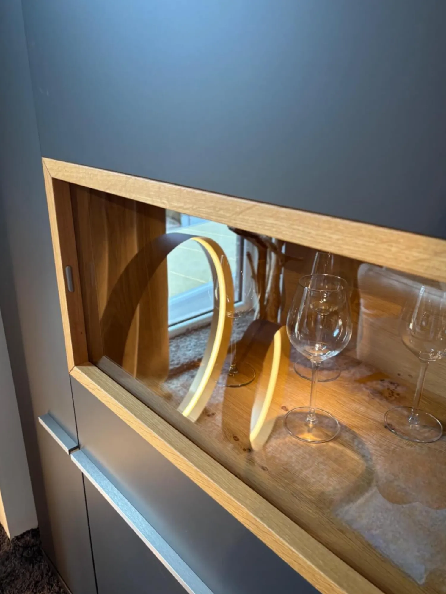 Musterring Wohnwände & Tv-Lowboards|Wohnwand Aterno Front Und Korpus Schiefergrau Grau Absetzung Eiche Struktur Inklusive LED Beleuchtung