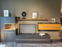 Musterring Wohnwände & Tv-Lowboards|Wohnwand Aterno Front Und Korpus Schiefergrau Grau Absetzung Eiche Struktur Inklusive LED Beleuchtung