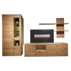 Wöstmann Wohnwände & Tv-Lowboards|Wohnwand Aurum 0020 Wildeiche Massiv Soft Gebürstet Inklusive LED-Beleuchtung