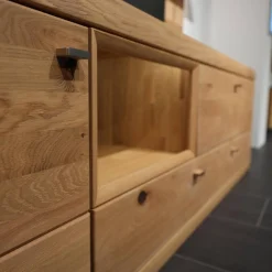 Wöstmann Wohnwände & Tv-Lowboards|Wohnwand Aurum 0020 Wildeiche Massiv Soft Gebürstet Inklusive LED-Beleuchtung
