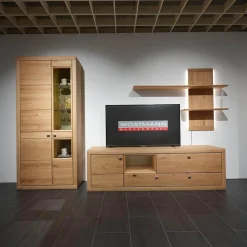 Wöstmann Wohnwände & Tv-Lowboards|Wohnwand Aurum 0020 Wildeiche Massiv Soft Gebürstet Inklusive LED-Beleuchtung