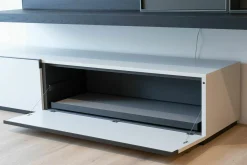 Poliform Wohnwände & Tv-Lowboards|Wohnwand Bücherregal Quid Ulme Schwarz Mit Beleuchtung Und Hocker