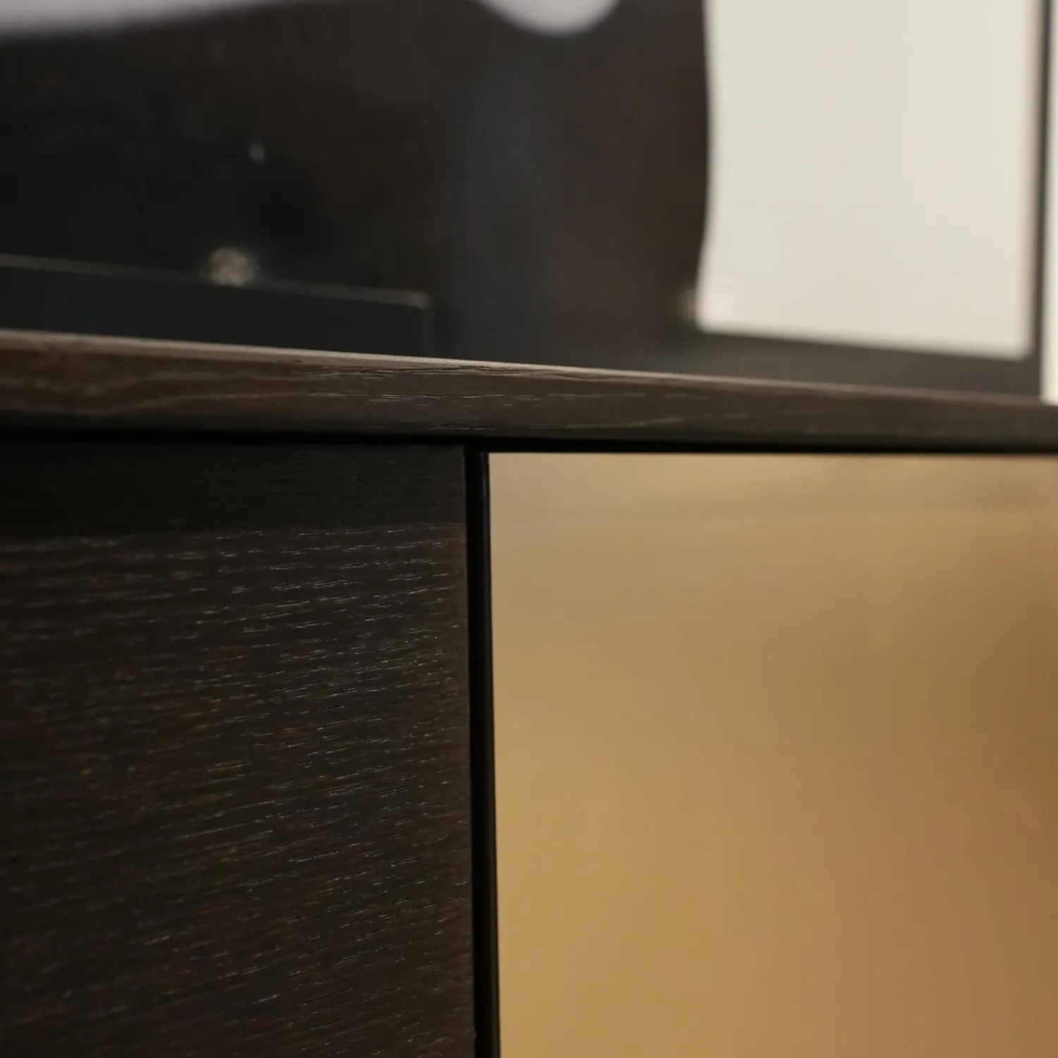 Gwinner Wohnwände & Tv-Lowboards|Wohnwand Bera Eiche Satin Terra Schwarz Gold Inklusive Sideboard Und Couchtisch