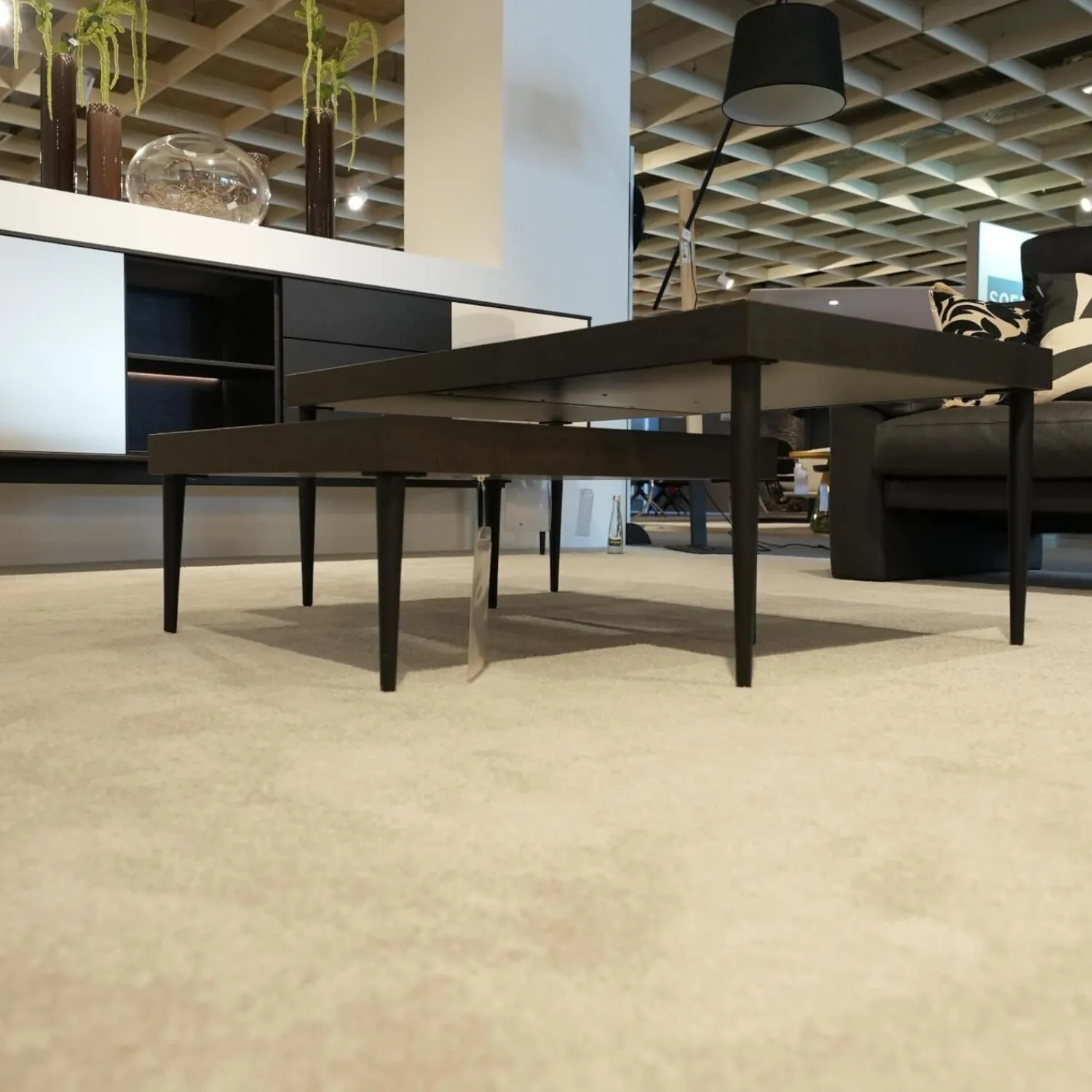 Gwinner Wohnwände & Tv-Lowboards|Wohnwand Bera Eiche Satin Terra Schwarz Gold Inklusive Sideboard Und Couchtisch