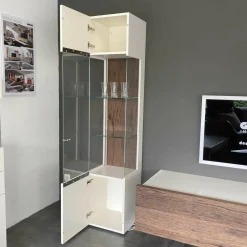 Gwinner Wohnwände & Tv-Lowboards|Wohnwand Bohle Lack Weiß Struktureiche Geräuchert mit Beleuchtung