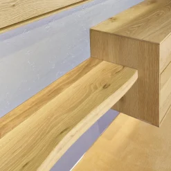 Hartmann Wohnwände & Tv-Lowboards|Wohnwand Brik Kerneiche Natur Massiv Akzente In Betonstein Inklusive 2 Wandleuchten