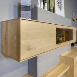 Hartmann Wohnwände & Tv-Lowboards|Wohnwand Brik Kerneiche Natur Massiv Akzente In Betonstein Inklusive 2 Wandleuchten