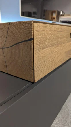 Die Hausmarke Wohnwände & Tv-Lowboards|Wohnwand Cairano Schiefer Schwarz Raucheiche Massiv Mit Beleuchtung Und Kabeldurchlass