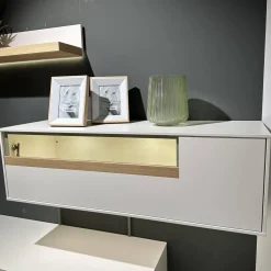 Gwinner Wohnwände & Tv-Lowboards|Wohnwand Calea Lack Seidenmatt Weiß Akzent Wildeiche Natur Mit LED Beleuchtung