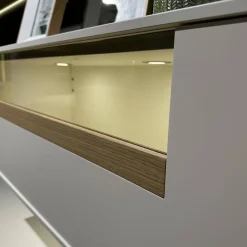 Gwinner Wohnwände & Tv-Lowboards|Wohnwand Calea Lack Seidenmatt Weiß Akzent Wildeiche Natur Mit LED Beleuchtung