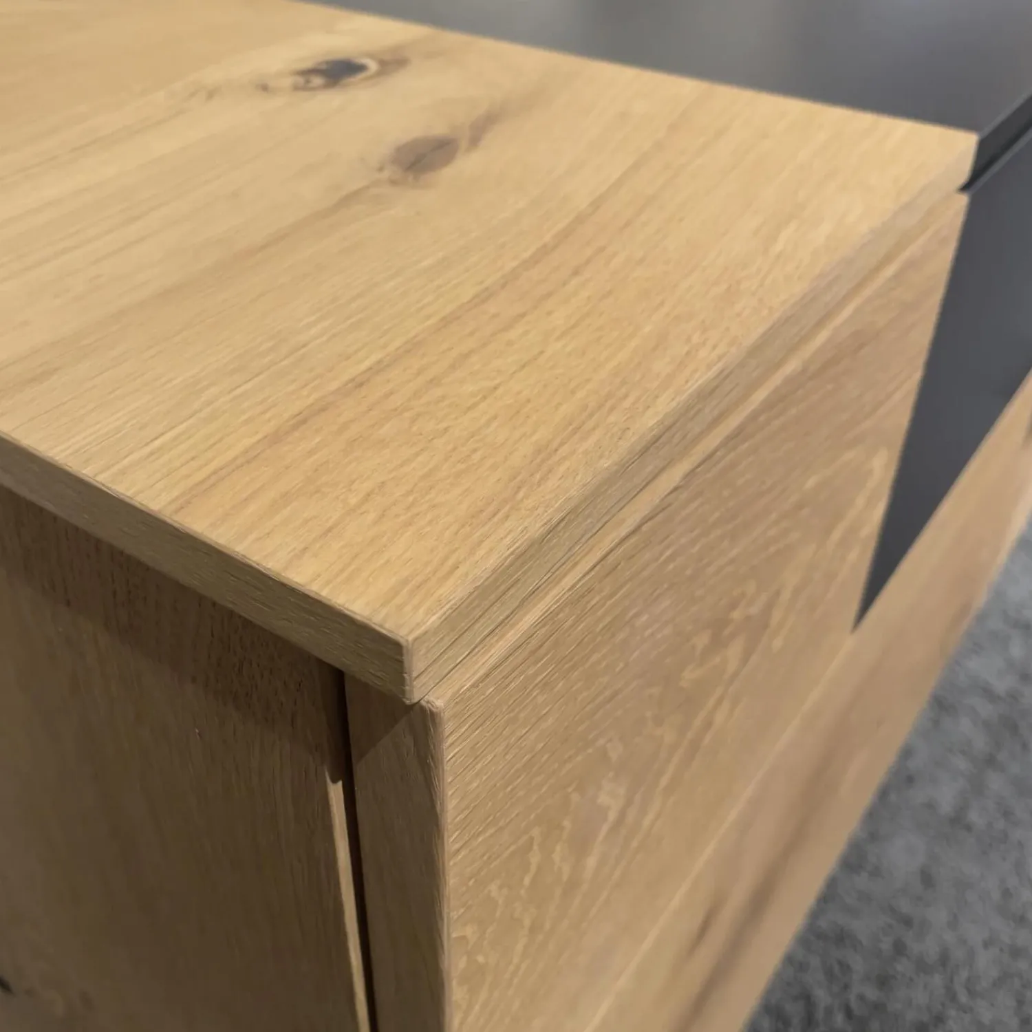 Mondo Wohnwände & Tv-Lowboards|Wohnwand Cantato 1006 Balkeneiche Natur Lack Seidenmatt Anthrazit Griff Anthrazit Fußgestell Metallverstärkung Mit LED Beleuchtung