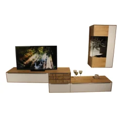 Decker Wohnwände & Tv-Lowboards|Wohnwand Carson Asteiche Massiv Bianco Geölt