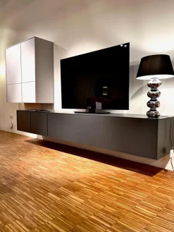 Contur Wohnwände & Tv-Lowboards|Wohnwand Casello Lack Matt Anthrazit Und Steingrau Mit TipOn Öffnung