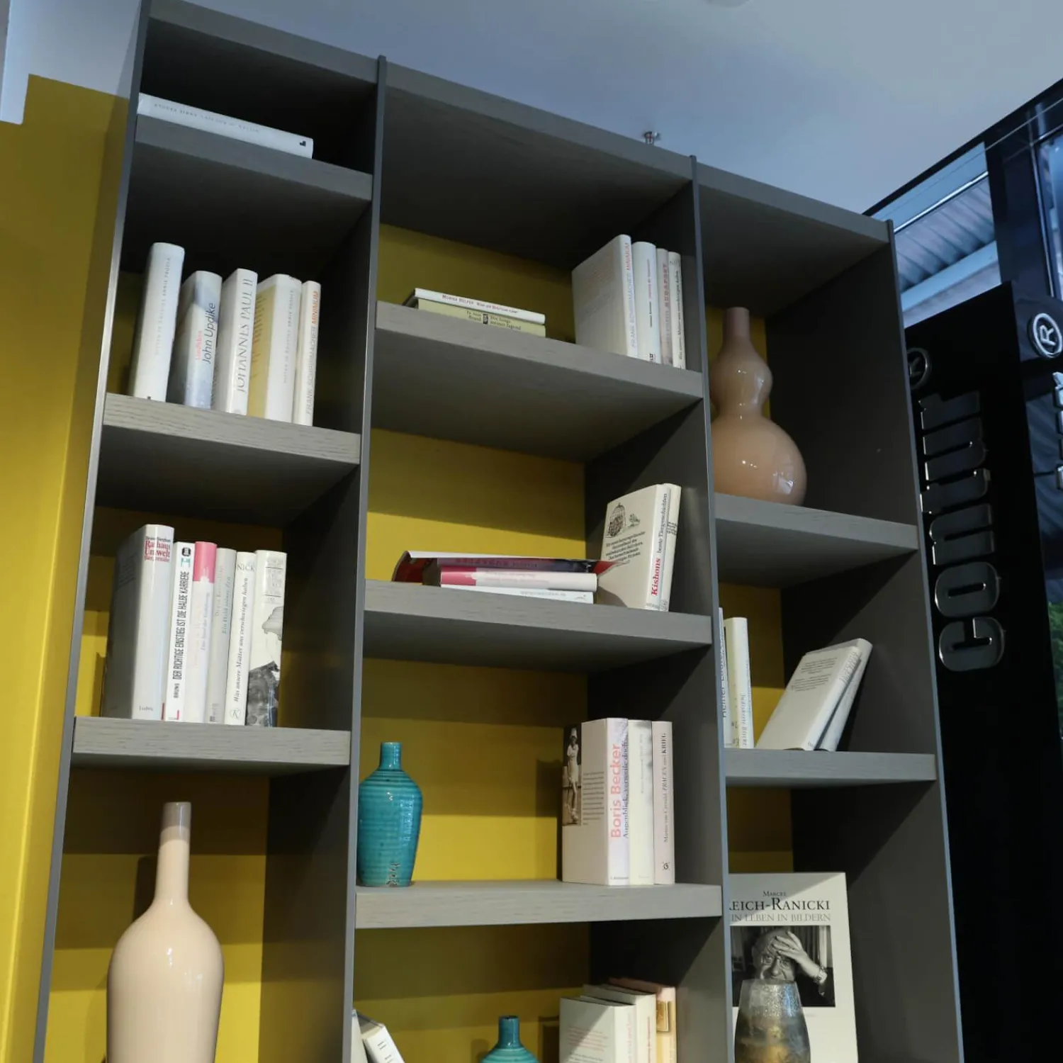 Contur Wohnwände & Tv-Lowboards|Wohnwand Catona Glattlack Onyxgrau Grau Klarglas Optiwhite Inklusive Beleuchtung